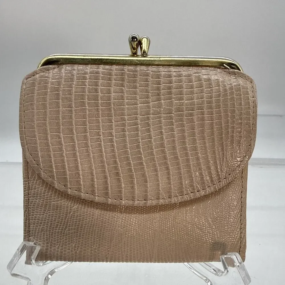Vtg 1960 Princess Gardner Genuine Pigskin Wallet Change Purse Lt Pink Kiss Lock
